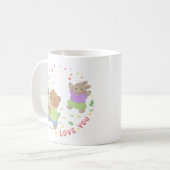 Love You：テディベア&バニーと花 コーヒーマグカップ (正面左)