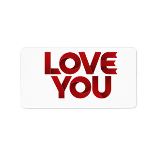 Love You - 大胆なロマンティックタイポグラフィ ラベル