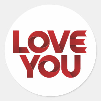 Love You - 強調ロマンティックタイポグラフィ ラウンドシール
