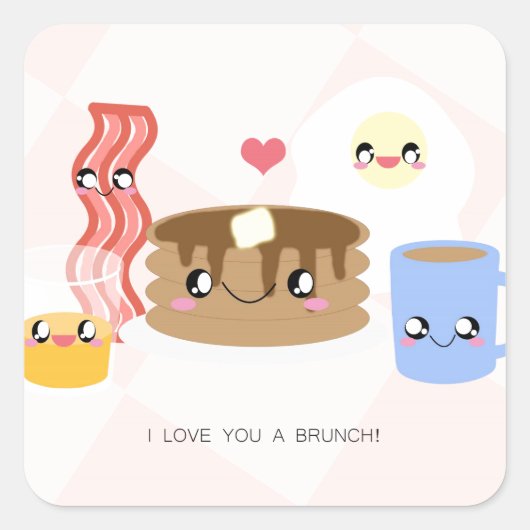 Love You a Brunch Stickers (Sheet of 20) スクエアシール (正面)
