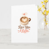 Love You A Latte – Cute Coffee Valentine カード (黄色い花)