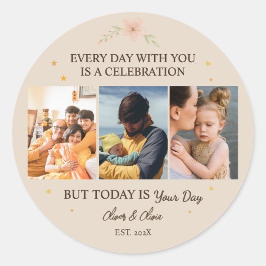 Love You Always – Son & Daughter 3-Photo sticker ラウンドシール (正面)