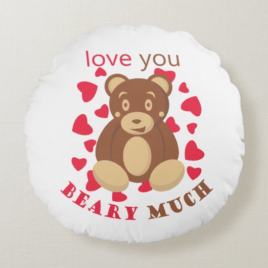 Love you beary much for Valentine's Day ラウンドクッション (正面)