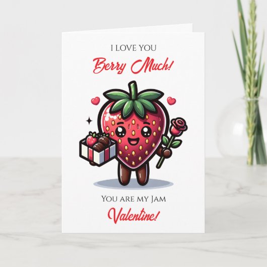 Love You Berry much | Cute Valentine's Day Pun カード (正面)