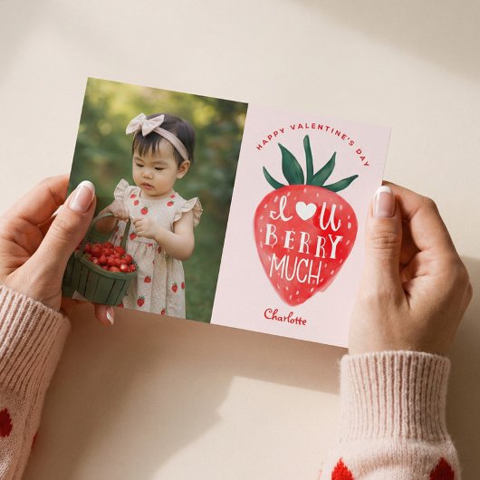 Love You Berry Much Strawberry Valentine's Photo シーズンカード