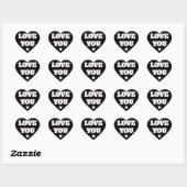 Love You Black And White 結婚Sticker ハートシール (シート)