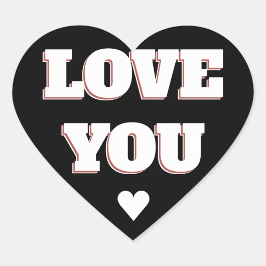 Love You Black And White 結婚Sticker ハートシール (正面)