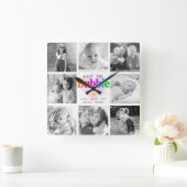 Love You Bubbie カラフル 8モダン Photo Collage スクエア壁時計 (ホーム)