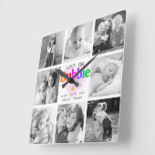 Love You Bubbie カラフル 8モダン Photo Collage スクエア壁時計 (傾斜)