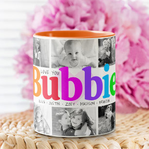 Love You Bubbie-数々のcolor 10モダンフォトコラージュ ツートーンマグカップ