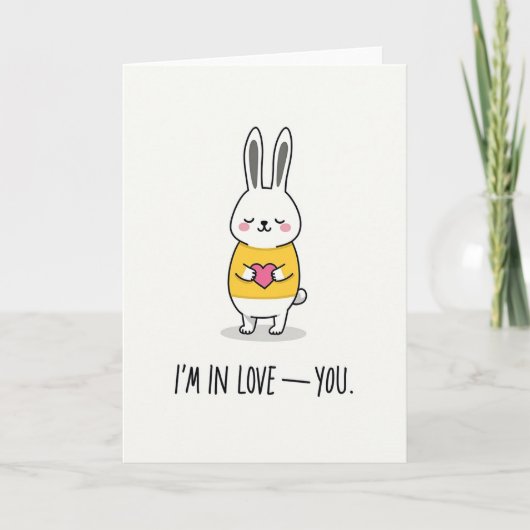 Love You Bunny Heart Card カード (正面)