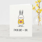 Love You Bunny Heart Card カード (黄色い花)