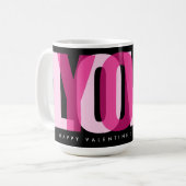 Love You Custom Happy Valentine's Day Pink Black コーヒーマグカップ (正面左)