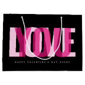 Love You Custom Name Happy Valentine's Day Black ラージペーパーバッグ (裏面)
