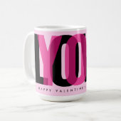 Love You Custom Name Happy Valentine's Day Pink コーヒーマグカップ (正面左)