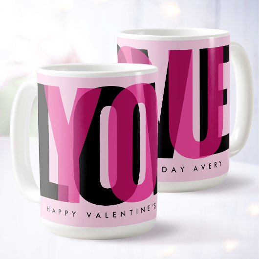 Love You Custom Name Happy Valentine's Day Pink コーヒーマグカップ