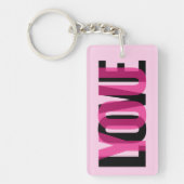 Love You Custom Photo Modern Typography Pink Black キーホルダー (正面)