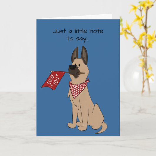 Love You Cute Dog Blank Folded Greeting Card カード (黄色い花)
