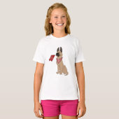 Love You Cute Dog Cartoon Graphic T-Shirt Tシャツ (正面フル)