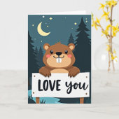 Love You Cute Forest Animal Card カード (黄色い花)