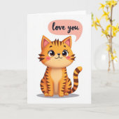 Love You Cute Kitty Card カード (黄色い花)