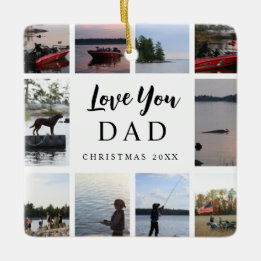 Love You Dad | クリスマス10枚のカスタマイズ可能な写真 セラミックオーナメント