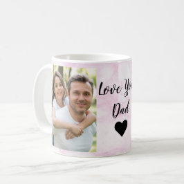 Love You Dad | 二枚の写真とハートのスクリプトデザイン コーヒーマグカップ