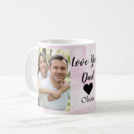 Love You Dad | 手書きのテキストと2枚の写真 コーヒーマグカップ