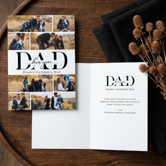 Love You Dad Heart Photo Collage Father's Day カード