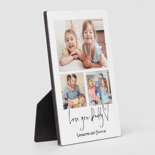 Love You Daddy 3枚の写真スクリプト名ホワイト フォトプラーク (側面)