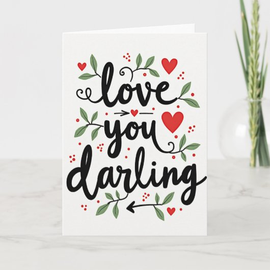 Love You Darling Faux Gold Foil Card カード (正面)