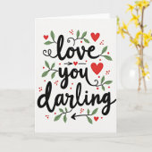 Love You Darling Faux Gold Foil Card カード (黄色い花)