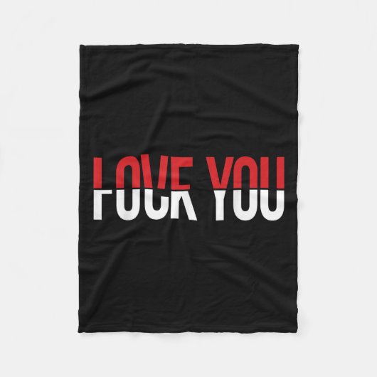 Love You Fck You Funny Meme  フリースブランケット (正面)