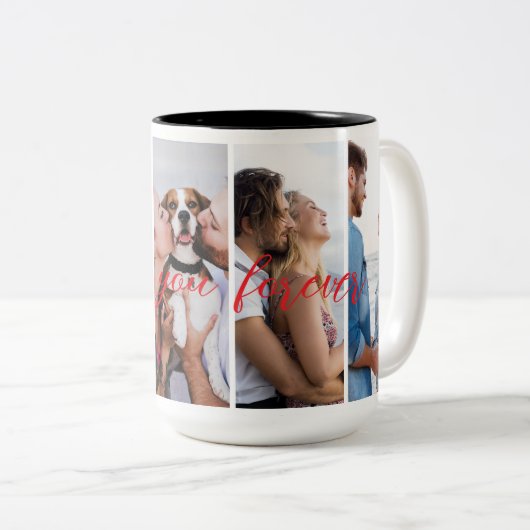 Love You Forever 縦型フォトコラージュ カスタム  ツートーンマグカップ (正面右)
