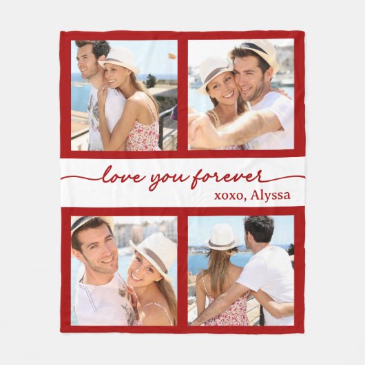 Love You Forever 4枚の写真 フリースブランケット (正面)