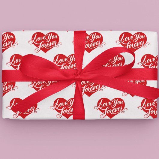 Love You Forever Heart Valentine Wrapping Paper ラッピングペーパー