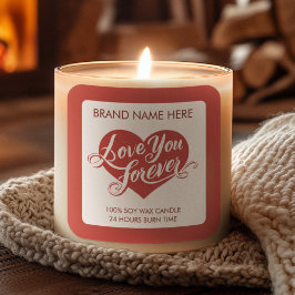 Love You Forever Valentine’s Day Candle Label スクエアシール