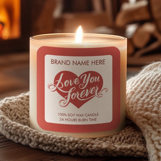 Love You Forever Valentine’s Day Candle Label スクエアシール