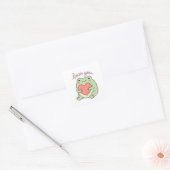 Love You Frog Sticker Cute Frog Heart Soft Aesthet スクエアシール (封筒)