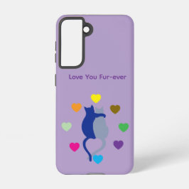 Love You Fur-ever Cat Galaxy Case – Purple Samsung Galaxy S21ケース