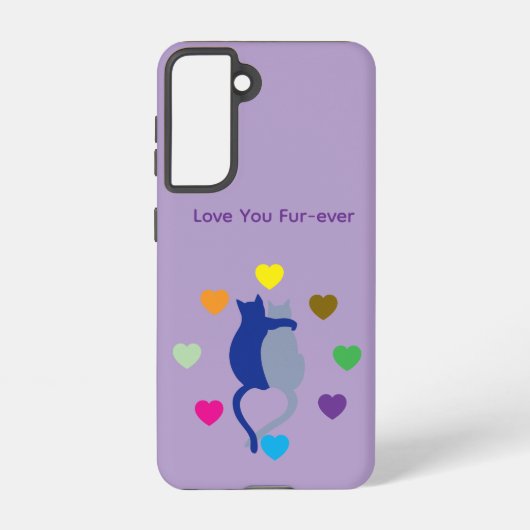 Love You Fur-ever Cat Galaxy Case – Purple Samsung Galaxyケース (裏面)