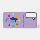 Love You Fur-ever Cat Galaxy Case – Purple Samsung Galaxyケース (裏面横)