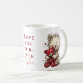 “Love You Fur-Ever” Cute Cat & Teddy Valentine Mug コーヒーマグカップ (正面右)
