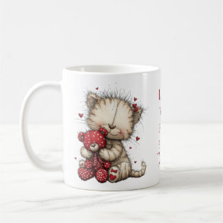 “Love You Fur-Ever” Cute Cat & Teddy Valentine Mug コーヒーマグカップ