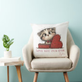 Love You Fur-Ever Cute Cat Throw Pillow クッション (椅子)