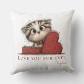 Love You Fur-Ever Cute Cat Throw Pillow クッション (裏面)