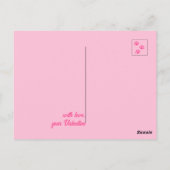 Love you Fureverピンクハート花写真コラージュ ポストカード (裏面)