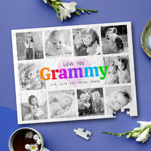 Love You Grammy 10カラフルモダンフォトコラージュ ジグソーパズル