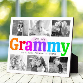 Love You Grammy 6写真カラフルモダンコラージュ フォトプラーク