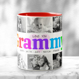 Love You Grammy-color 10数々のフォトモダンコラージュ ツートーンマグカップ